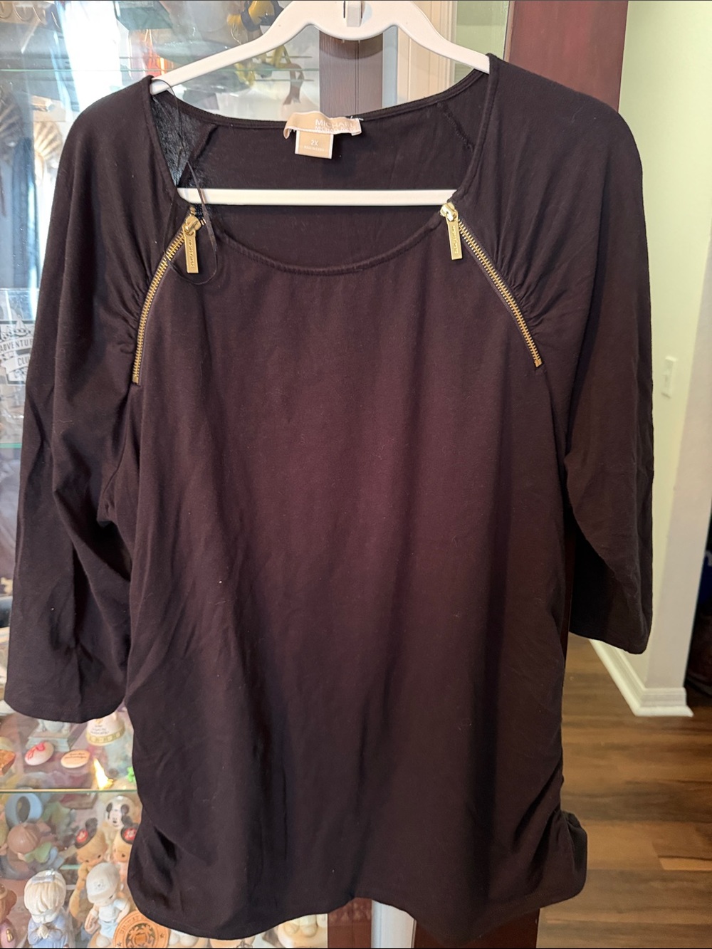 Black Women’s Zip-Accent Scoop Neck Top